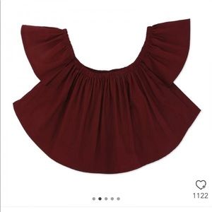2T maroon tube top with mid way cuff sleeves
